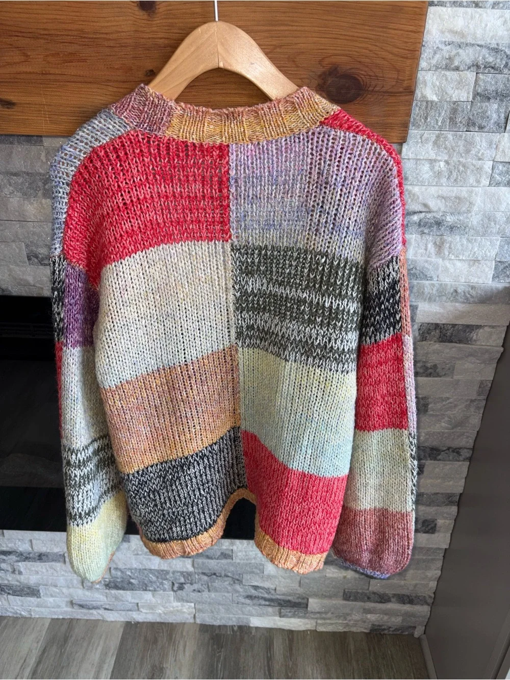 Nordstrom Treasure & Bond Multicolor  Patchwork Cardigan Sweater -Girls Large
